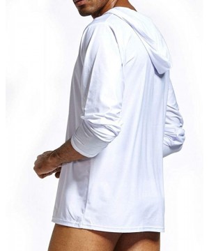 Sleep Tops Men's Ice Silk Lightweight Lounge Yoga Hoodie - White - C817Y0OLKAL