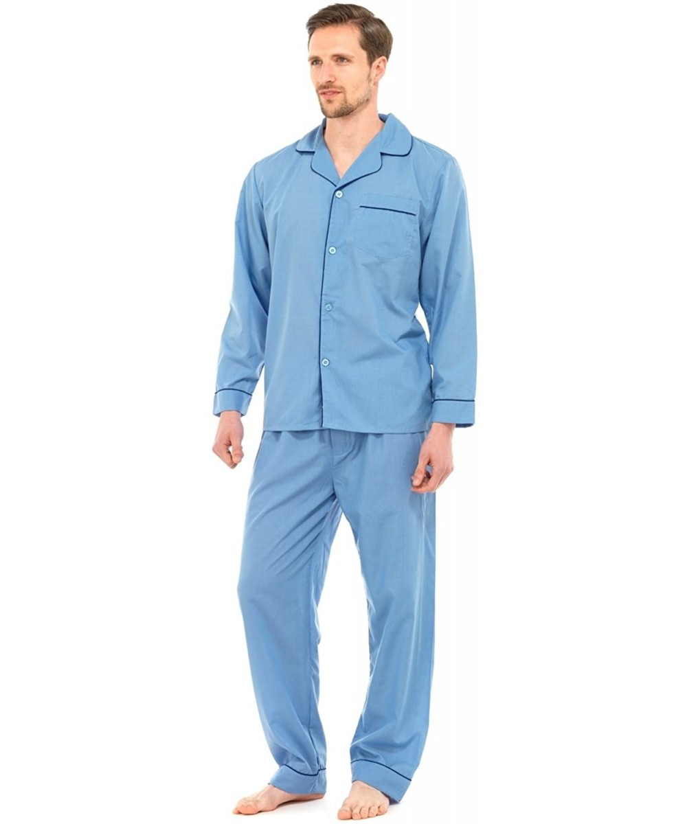 Sleep Sets Mens Traditional 2 Piece Pajama Set - Blue - CJ18QNE0NO4