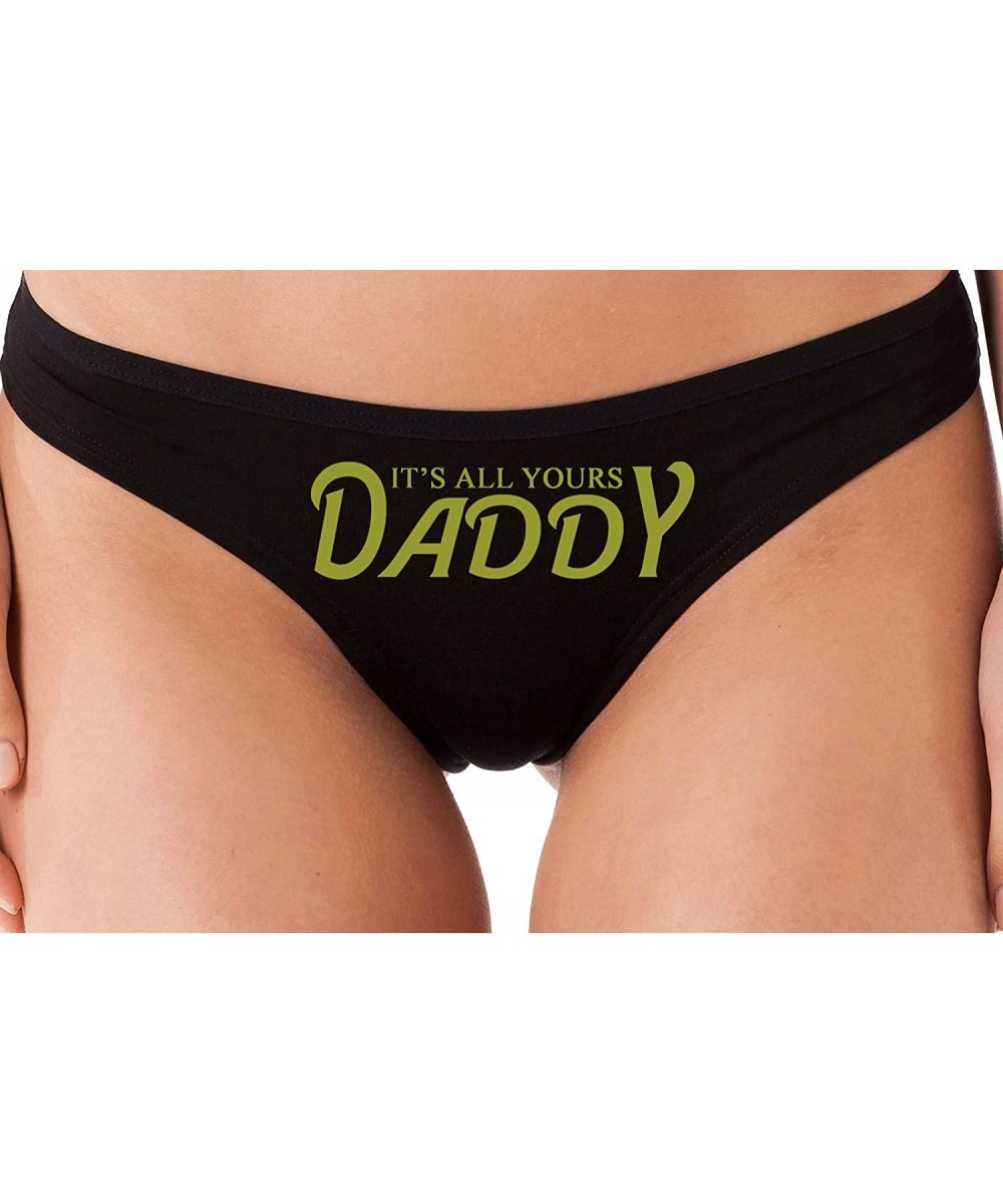 Panties It's All Yours Daddy Black Thong Panties Daddy's Girl DDLG - Gold - C818LSW45LA