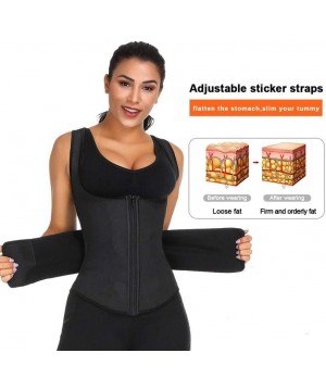 Shapewear Women's Underbust Corset Waist Trainer Cincher Steel Boned Zipper Body Shaper Vest with Adjustable Straps - Black -...