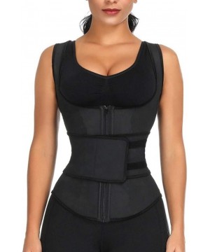 Shapewear Women's Underbust Corset Waist Trainer Cincher Steel Boned Zipper Body Shaper Vest with Adjustable Straps - Black -...