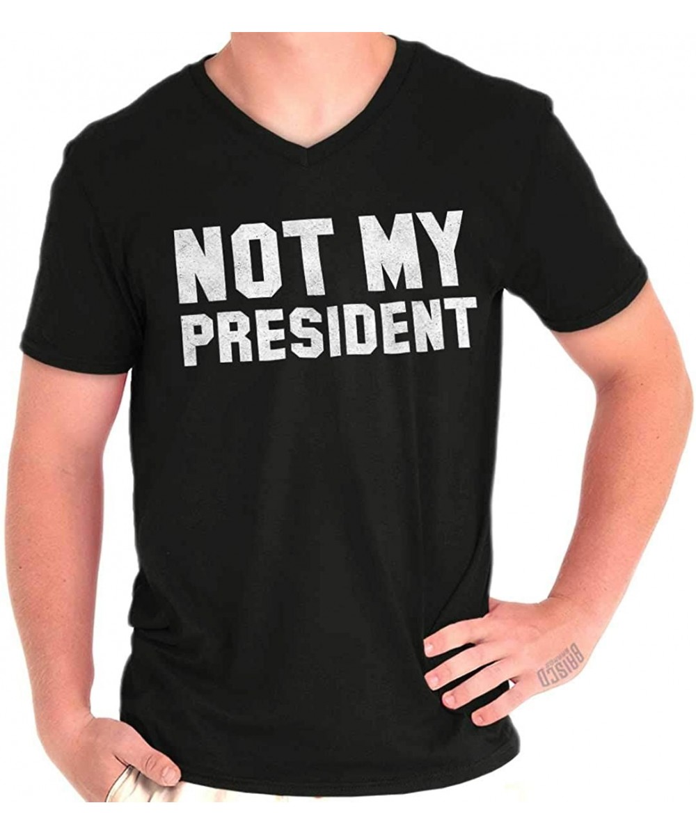 Undershirts Not My President Trump Protest Political Unisex V Neck T Shirt - Black - CD187RKK8AE