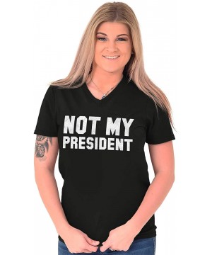 Undershirts Not My President Trump Protest Political Unisex V Neck T Shirt - Black - CD187RKK8AE