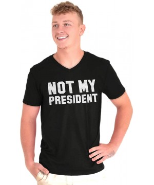 Undershirts Not My President Trump Protest Political Unisex V Neck T Shirt - Black - CD187RKK8AE