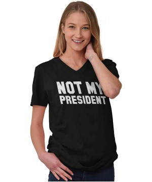 Undershirts Not My President Trump Protest Political Unisex V Neck T Shirt - Black - CD187RKK8AE