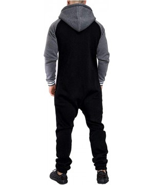 Sleep Sets Men's Unisex Onesie Jumpsuit One Piece Non Footed Pajama Playsuit - Black&red - C919405SL4N