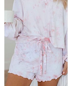 Sets Women's Tie Dye Long Sleeve Short Pajama Set Loungewear Sleepwear Nightwear - Baby Pink - C2197RY9XH9