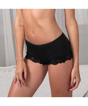 Panties women Lace Flower Edge panties High Waist shaping Sexy lace Seamless lingerie silky shorts - Black - CX18NWL6UCE