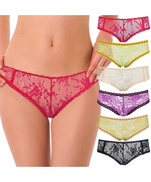 Panties Women Sexy Lace Bikini Hipster Briefs Panties Underwear-6PK - Pack C(6 Pack) - C0192EM7Y7M