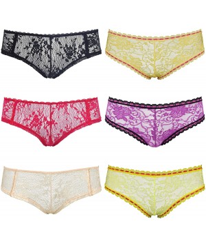 Panties Women Sexy Lace Bikini Hipster Briefs Panties Underwear-6PK - Pack C(6 Pack) - C0192EM7Y7M