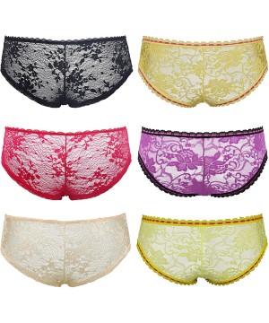 Panties Women Sexy Lace Bikini Hipster Briefs Panties Underwear-6PK - Pack C(6 Pack) - C0192EM7Y7M