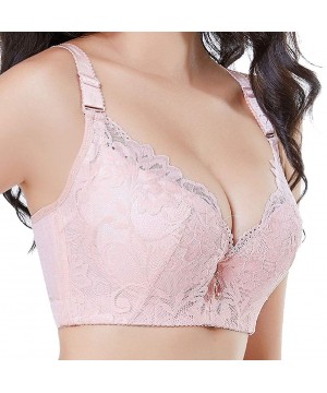 Bras Womens Floral Lace Back Padded Push Up Underwire Bra - 2 - C318UW2KMMH