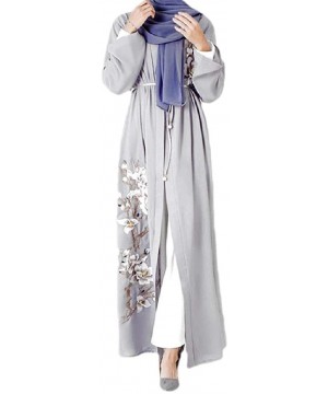 Robes Women Arab Muslim Islamic Trendy Dubai Embroidered Kaftan Maxi Dress - Blue - CN199MON8DO