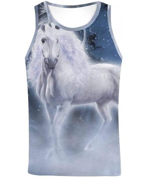 Undershirts Men's Muscle Gym Workout Training Sleeveless Tank Top a White Unicorn - Multi1 - CF19DW7HHOM