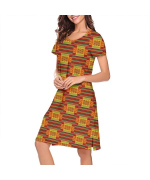 Nightgowns & Sleepshirts Women's Girls Lingerie Sleepwear Kente Ankara African Home Service Nightdress - White-37 - CL19CMHO2KQ