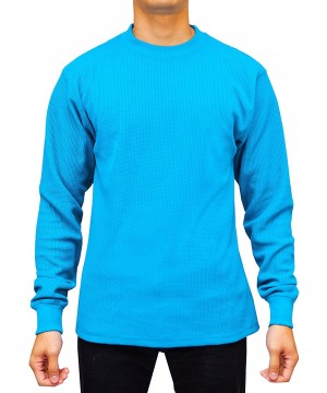 Thermal Underwear Men's Big & Tall Heavyweight Long Sleeve Thermal Crew Neck Top - Aqua - CX18704MSH0