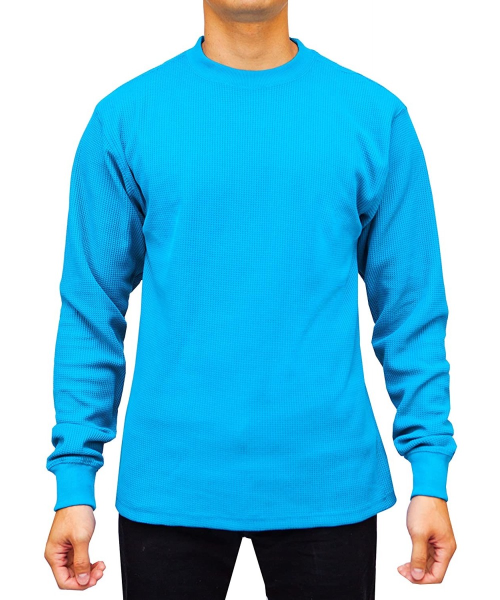 Thermal Underwear Men's Big & Tall Heavyweight Long Sleeve Thermal Crew Neck Top - Aqua - CX18704MSH0