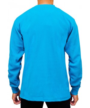 Thermal Underwear Men's Big & Tall Heavyweight Long Sleeve Thermal Crew Neck Top - Aqua - CX18704MSH0