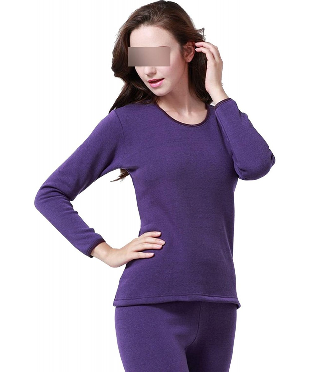 Thermal Underwear Winter Long Thick Men Thermal Underwear Sets Keep Warm for Women-Women Purple-L - CH1935GHE5A