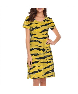 Nightgowns & Sleepshirts Women's Yellow Military Leafy Camo Short Sleeve Nightgown Soft Sleeping Shirts Loungewear Nightshirt...