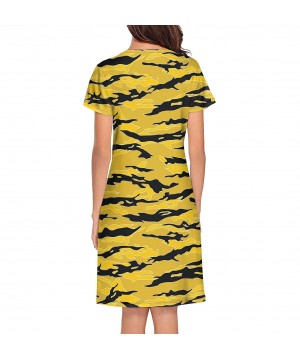 Nightgowns & Sleepshirts Women's Yellow Military Leafy Camo Short Sleeve Nightgown Soft Sleeping Shirts Loungewear Nightshirt...