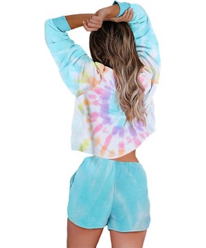 Sets Womens 2 Piece Shorts Lounge Set Tie Dye Print Pajamas Loungewear Loose Tops + Shorts Sleepwear Nightwear Sport Outfits ...