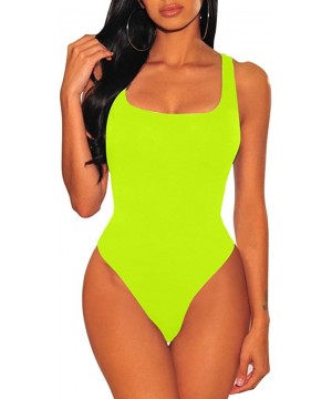 Shapewear Women's Sexy Summer Bodycon Sleeveless Tank Top One Piece Leotard Bodysuit - Fluorescentgreen - CB18WSG3CDX