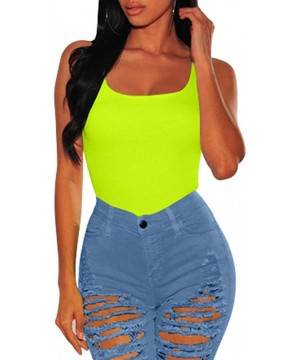 Shapewear Women's Sexy Summer Bodycon Sleeveless Tank Top One Piece Leotard Bodysuit - Fluorescentgreen - CB18WSG3CDX