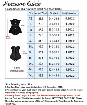 Bustiers & Corsets Women's 26 Steel Boned Cotton Long Torso Hourglass Body Shaper Corset - Underbust Black - CG11TW8DFRD