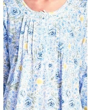 Nightgowns & Sleepshirts Women's Round Neck Long Sleeve Lace Floral Nightgown - Blue Rose - CZ1884CIT32