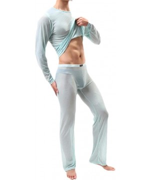 Sleep Sets Mens See Through 2 Piece Pajama Set Shirt with Pants Loungewear - 3 - CU18WDHW5MX