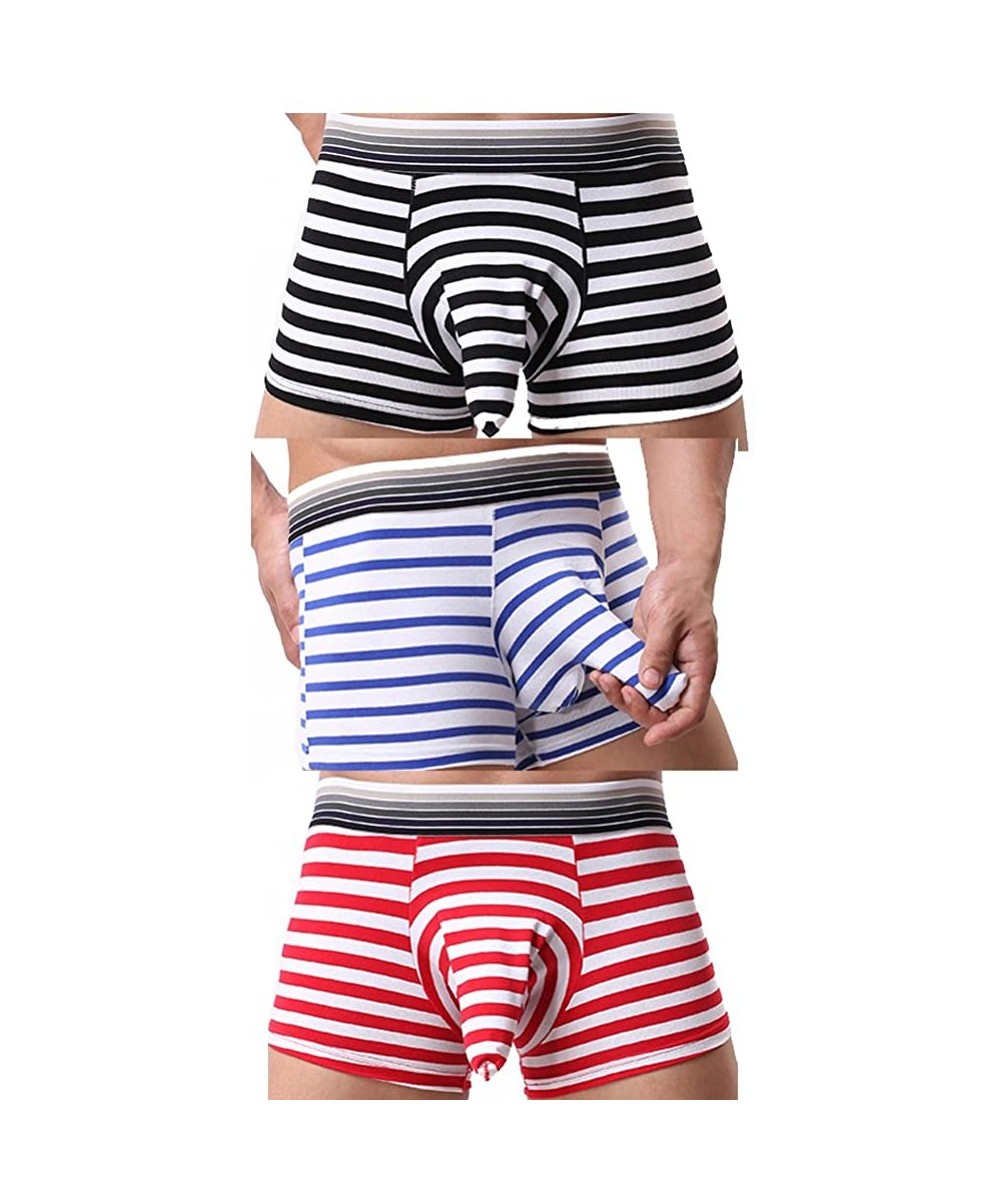 Boxer Briefs Elephant Trunk Striped Cotton Pouch Boxer Briefs Airplane Sexy Underwear for Men - Pk2 - CO186QG96Y9