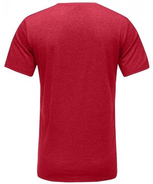 Undershirts Men's Short Sleeve Summer Slim Casual Pocket V-Neck Fit Gym Bodybuilding Stringer Top Blouse T-Shirt - Red - CV18...