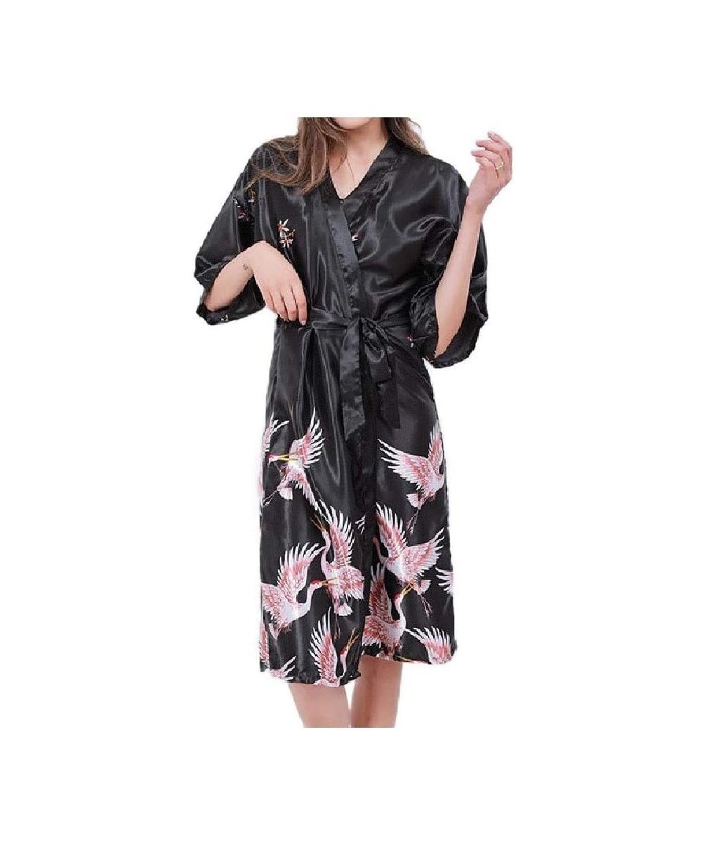 Robes Womens V Neck Pajama Lounger Hoodie Robe Charmeuse Sleep Robe AS5 XL - As5 - CM19DCX0R02