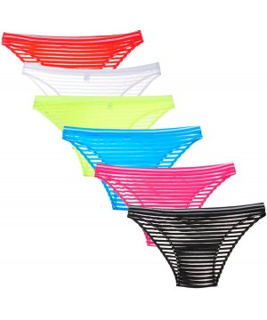 Bikinis Men's Mesh Striped Thong Sexy Mini Bikini Underwear Male Micro Nightwear Pants - 1968-6pcs - CO17XWM24CT