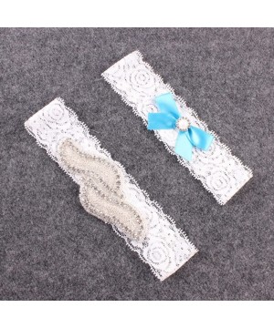 Garters & Garter Belts Wedding Brides Garter Belt Lace Leg Ring Crystal Garters Set JW24 - 3-blue Bow - CP18EQ7WMMI