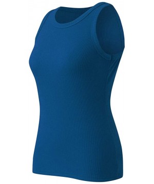 Tops Women Tank Top Sleeveless Basic Cami Top Shirt Slim Knit Ribbed Racerback Blouse - A-blue - CA190N6LSSQ