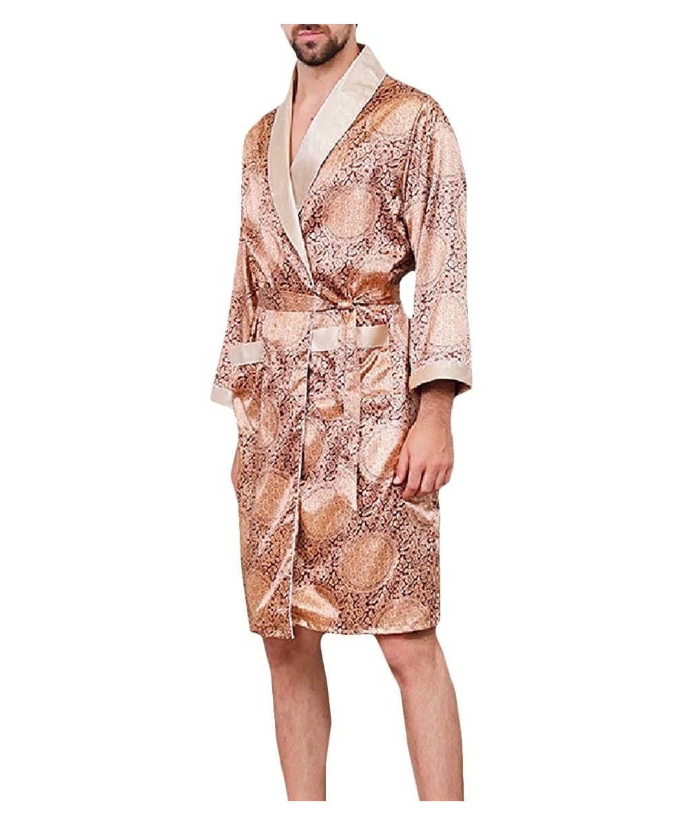 Robes Oversize Silk Long-Sleeve Summer Graffiti Print Terry Robe - 6 - CL18Q6SSS5N