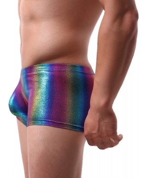 Briefs Men's Colorful Reflective Rainbow Breathable Comfort Stretch Nylon Boxer Brief Low Rise Underwear for Show - Rainbow -...