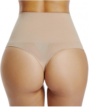 Shapewear High Waist Thong Shapewear Panties for Women Seamless Tummy Control Shaping Underwear Body Shaper Packs - Beige - C...