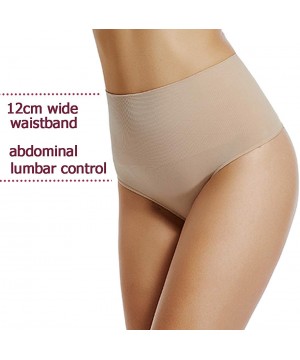 Shapewear High Waist Thong Shapewear Panties for Women Seamless Tummy Control Shaping Underwear Body Shaper Packs - Beige - C...