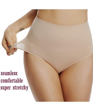 Shapewear High Waist Thong Shapewear Panties for Women Seamless Tummy Control Shaping Underwear Body Shaper Packs - Beige - C...