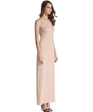 Nightgowns & Sleepshirts Women's Adjustable Spaghetti Straps Long Cami Slip Dress - Nude - C212NSMQXTA