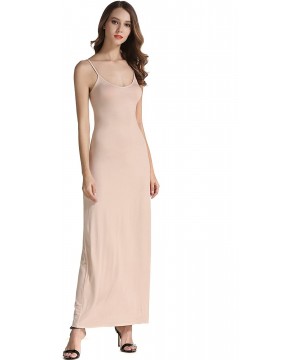 Nightgowns & Sleepshirts Women's Adjustable Spaghetti Straps Long Cami Slip Dress - Nude - C212NSMQXTA