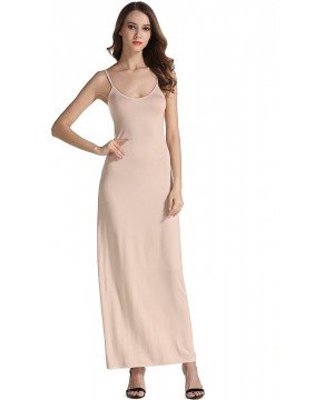 Nightgowns & Sleepshirts Women's Adjustable Spaghetti Straps Long Cami Slip Dress - Nude - C212NSMQXTA