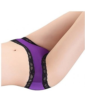 Panties Sexy Lace Tanga Panties for Women Bowknot Briefs Midnight Lingerie Hipster Underwear - Purple - CD19CL4MXYY