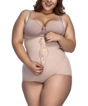 Shapewear Women's Plus Size Firm Control Shapewear Open Bust Bodysuit Body Shaper - Beige2 - C5196I0H0K7