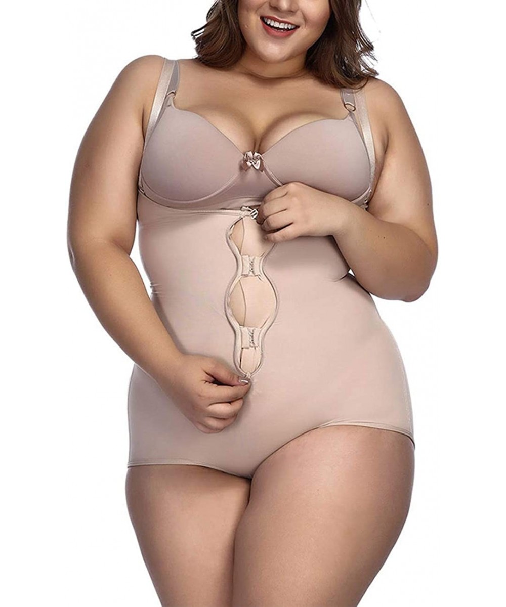 Shapewear Women's Plus Size Firm Control Shapewear Open Bust Bodysuit Body Shaper - Beige2 - C5196I0H0K7