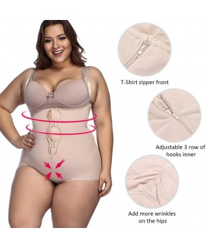 Shapewear Women's Plus Size Firm Control Shapewear Open Bust Bodysuit Body Shaper - Beige2 - C5196I0H0K7