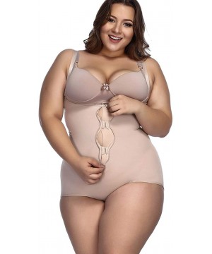 Shapewear Women's Plus Size Firm Control Shapewear Open Bust Bodysuit Body Shaper - Beige2 - C5196I0H0K7